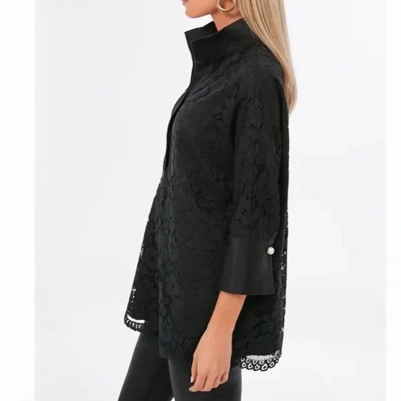 Tuckernuck NWT Black Lace Willow Blouse Size XXXL popover tunic top - Picture 2 of 15